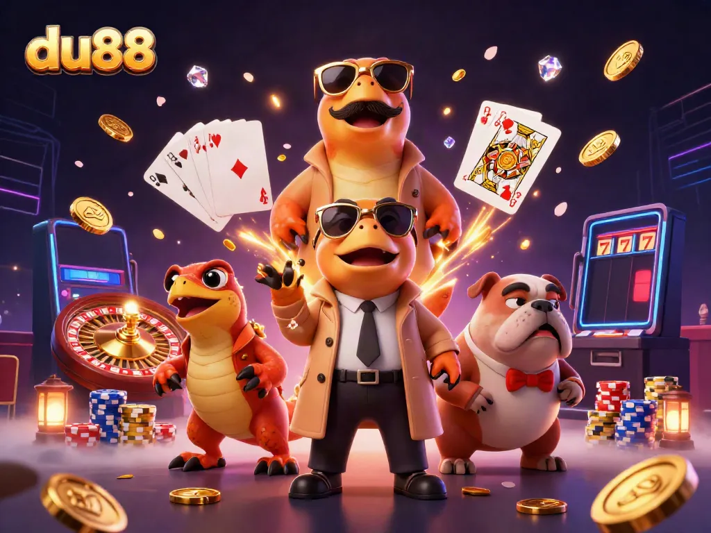 Join the fun at du88 as cartoon raptors sneak into the VIP casino lounge.