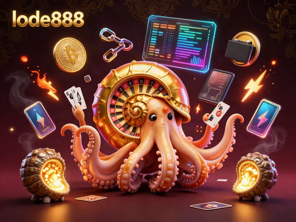 Experience the thrill of lode888 with a vibrant 3D illustration showcasing a giant nautilus roulette wheel.