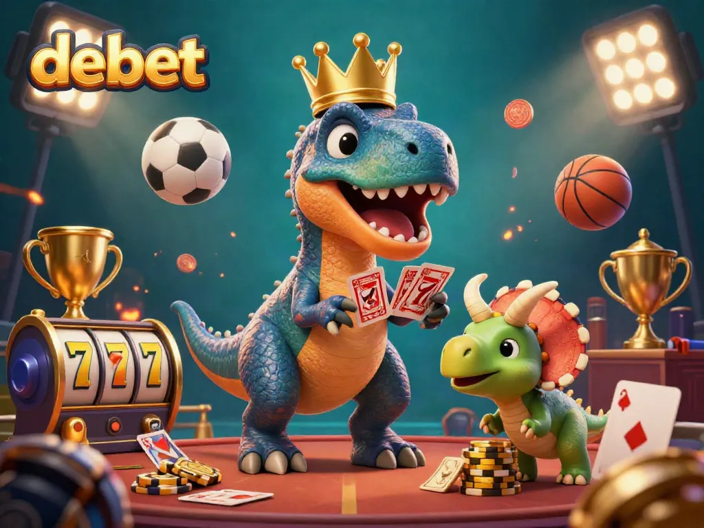 Experience thrilling gambling with debet as the animated characters play cards and stack golden chips.