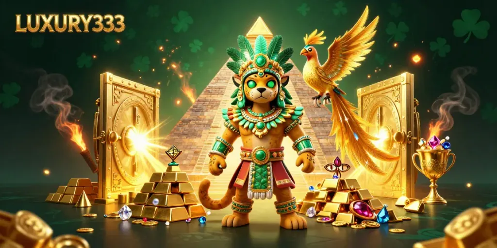 Experience thrilling games at LUXURY333 with an epic illustration showcasing a Mayan theme
