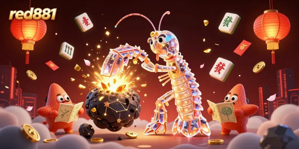 Experience excitement with red881 as the galactic samurai mantis shrimp breaks through asteroids, revealing treasures.