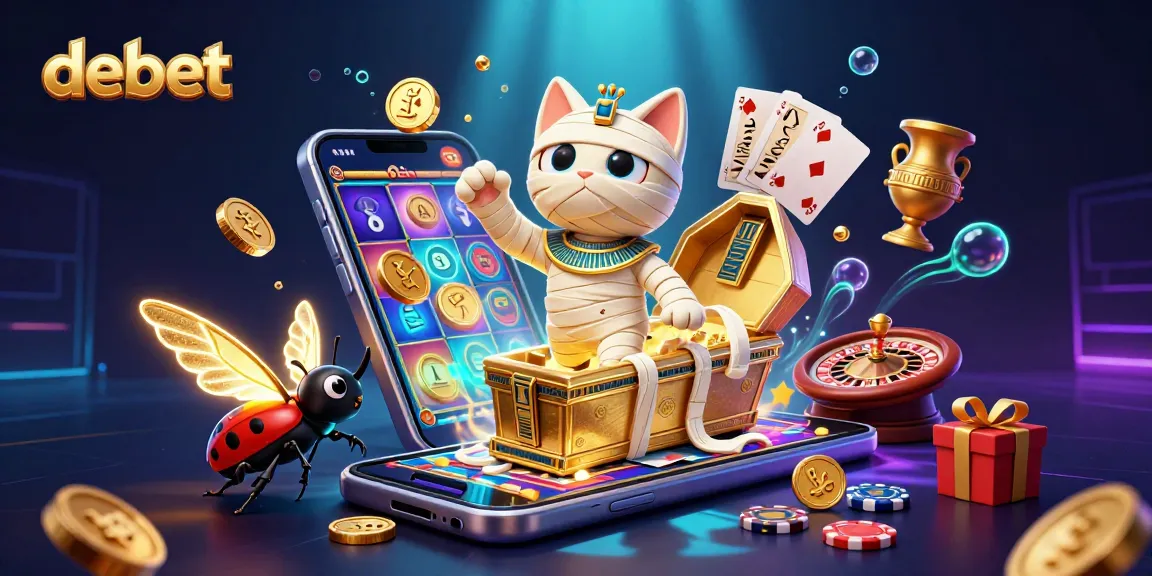 Experience the thrilling debet action with an Egyptian mummy cat in a vibrant casino scene.