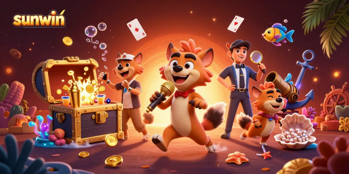 Join the fun at sunwin's vibrant casino club scene with hyenas and sparkling treasures.