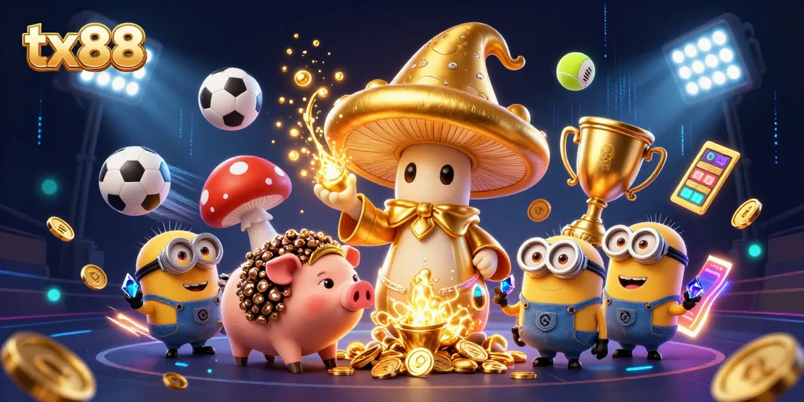 Engage in thrilling sports betting with tx88 surrounded by golden wizard and dynamic elements.